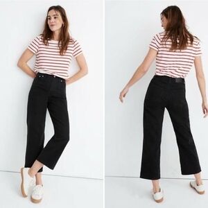 Madewell Slim Wide Leg Crop Black Jeans